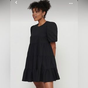 Francesca Poplin Trapeze Dress Jet Black